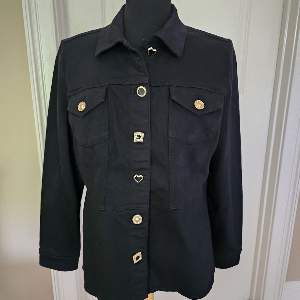 Chico's Black Peplum Jacket - 14-16 (Chico's Size 3 Never Worn) - Picture 2 of 5